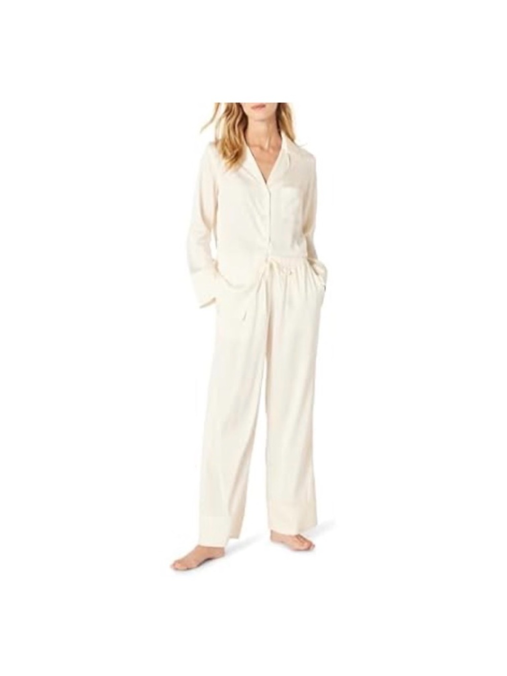Ivory Satin Pajama Set